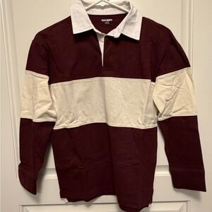 Old Navy Burgundy and White Polo Shirt